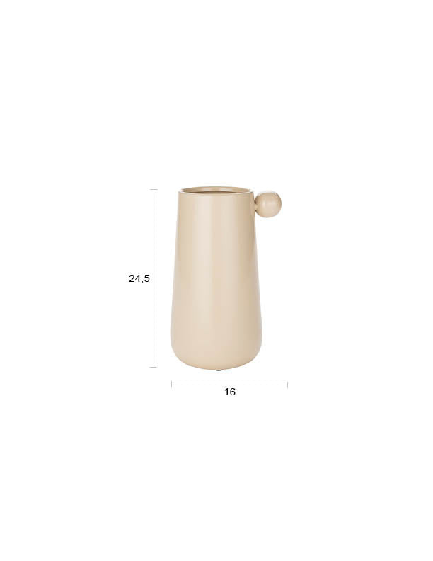 Metallvase Dot von Dutchbone mit glänzender Oberfläche, runder Form und kleiner Kugel oben