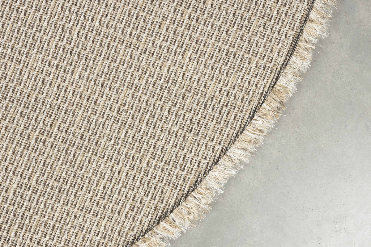 Weisser hochfloriger Teppich Carpet Hairy '200 von Dutchbone aus Wolle und Jute, quadratische Form, Grösse 200x200cm.