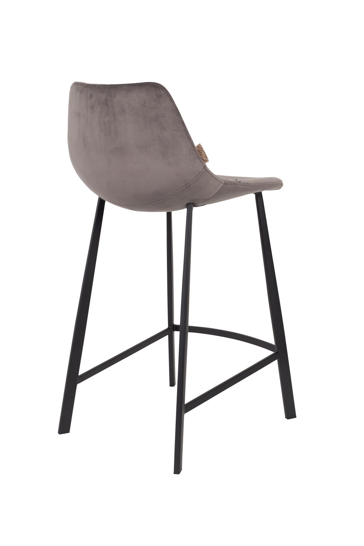 Barstuhl Franky Velvet in Grau präsentiert im Onlineshop von KAQTU Design AG. Barstuhl ist von Dutchbone