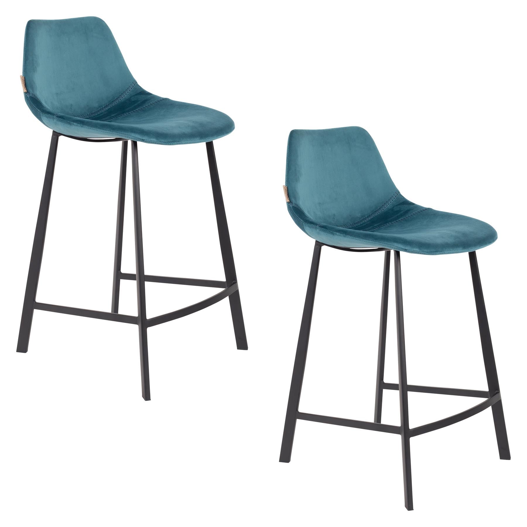 Barstuhl Franky Velvet in Petrol präsentiert im Onlineshop von KAQTU Design AG. Barstuhl ist von Dutchbone