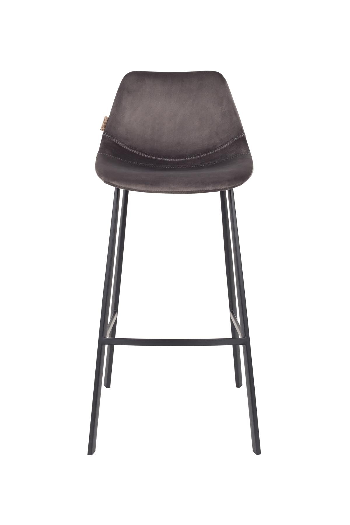 Barstuhl Franky Velvet in Grau präsentiert im Onlineshop von KAQTU Design AG. Barstuhl ist von Dutchbone