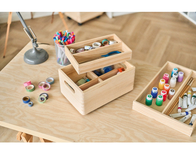 ZELLER Einteilung zu Kiste Kiefer 30x20x15 cm 4 Fächer 27x17x6.5 cm in Natur, Braun präsentiert im Onlineshop von KAQTU Design AG. Haushaltshilfen ist von ZELLER PRESENT
