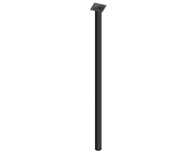 Schwarzer runder Möbelfuss aus Stahlrohr, Durchmesser 30 mm, Höhe 10 cm, mit quadratischer Befestigungsplatte und vier Bohrlöchern von ELEMENT SYSTEM.
