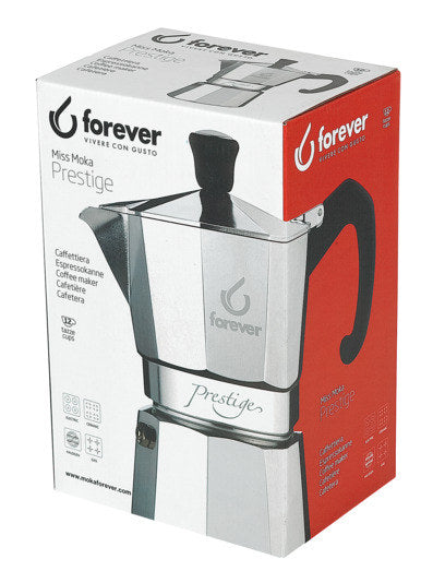 FOREVER Kaffeezubereiter Moka Prestige 12 Tassen in Silber präsentiert im Onlineshop von KAQTU Design AG. Kaffeemaschine ist von FOREVER