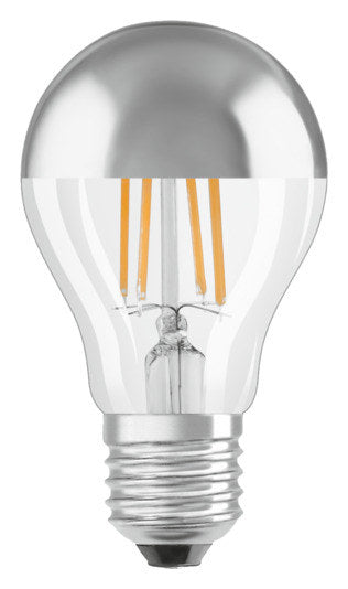 OSRAM LED-Lampe Retrofit Classic A E27 6.5W 650lm Mirror Warm White in Klar, Transparent, Silber präsentiert im Onlineshop von KAQTU Design AG. Leuchtmittel ist von OSRAM