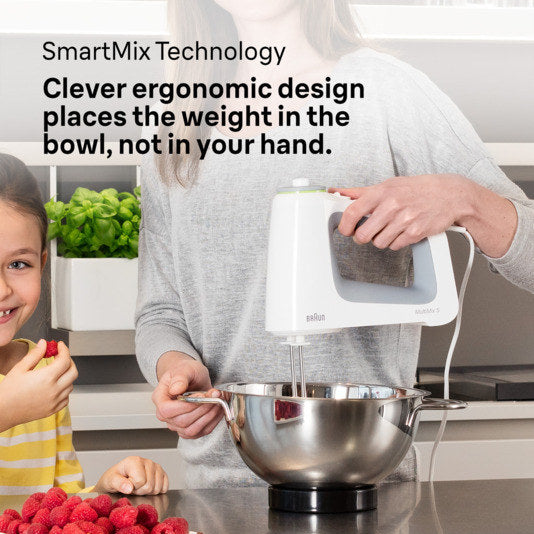 BRAUN Handmixer MultiMix 5 in Weiss, Grau präsentiert im Onlineshop von KAQTU Design AG. Mixer ist von BRAUN
