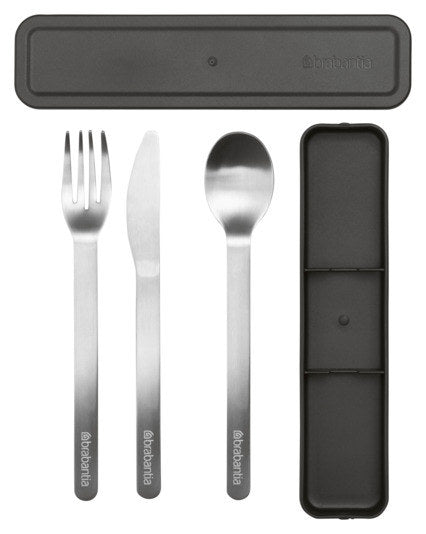 BRABANTIA Besteck Set Make & Take 3-teilig in Dark grey, Grau, Stahlgrau präsentiert im Onlineshop von KAQTU Design AG. Besteckset ist von BRABANTIA