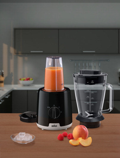 BRAUN Standmixer PowerBlend 1 in Schwarz, Transparent präsentiert im Onlineshop von KAQTU Design AG. Blender ist von BRAUN
