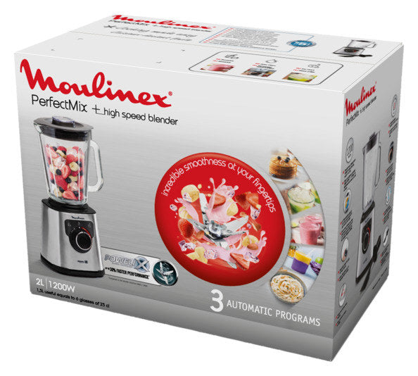 MOULINEX Standmixer PerfectMix+ in Schwarz, Silber, Transparent präsentiert im Onlineshop von KAQTU Design AG. Blender ist von MOULINEX