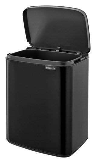BRABANTIA Abfallbehälter Bo black matt 12 l in Black, Schwarz präsentiert im Onlineshop von KAQTU Design AG. Mülleimer ist von BRABANTIA