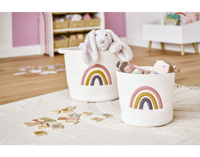 ZELLER Aufbewahrungskorb Rainbow weiss ø 25x22 cm in Weiss, Dekoriert präsentiert im Onlineshop von KAQTU Design AG. Aufbewährungskörbe ist von ZELLER PRESENT