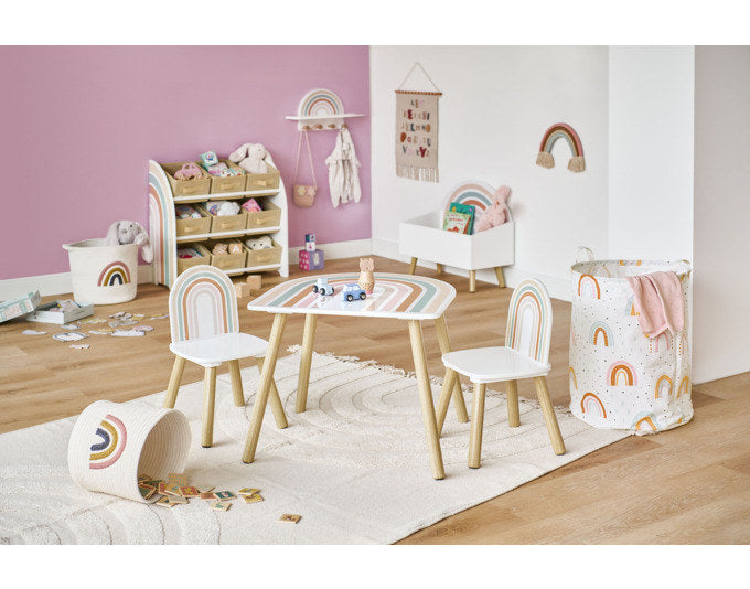 ZELLER Wäschesammler Rainbow ø 38x48 cm in Weiss, Dekoriert präsentiert im Onlineshop von KAQTU Design AG. Wäschekorb ist von ZELLER PRESENT