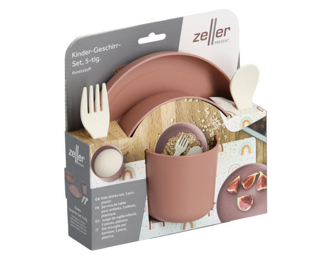 ZELLER Kinder-Geschirr-Set 5-teilig rosé in Rosé, Rosa präsentiert im Onlineshop von KAQTU Design AG. Kinderbesteck ist von ZELLER PRESENT