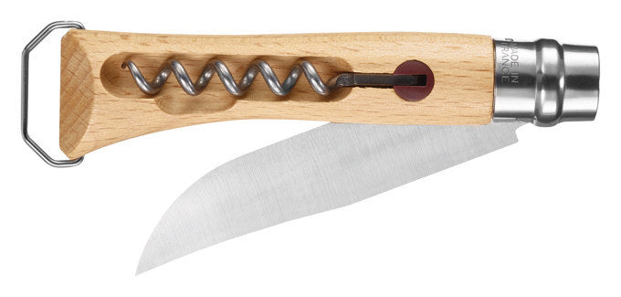 OPINEL Messer Nr. 10 mit Korkenzieher und Flaschenöffner Buche lackiert 10cm in Silber, Natur, Braun präsentiert im Onlineshop von KAQTU Design AG. Küchenmesser ist von OPINEL