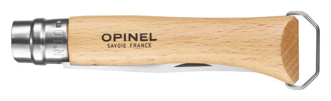 OPINEL Messer Nr. 10 mit Korkenzieher und Flaschenöffner Buche lackiert 10cm in Silber, Natur, Braun präsentiert im Onlineshop von KAQTU Design AG. Küchenmesser ist von OPINEL