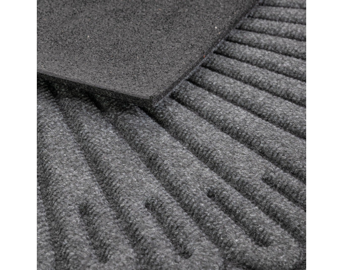Elegante graue Fussmatte Contours Halfmoon von MULTY HOME, 60x90 cm, ideal für Eingangsbereiche und als stilvolle Fußmatte.
