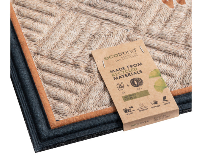 Beige-anthrazit gestreifte Fussmatte Lima aus Seegras von MULTY HOME, ideal für den Eingangsbereich, 45x75 cm.