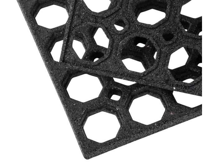 Schwarze MULTY HOME Fussmatte im Honey Comb Design, 80x120 cm, ideal für Eingangsbereiche und als stilvolle Fußmatte.