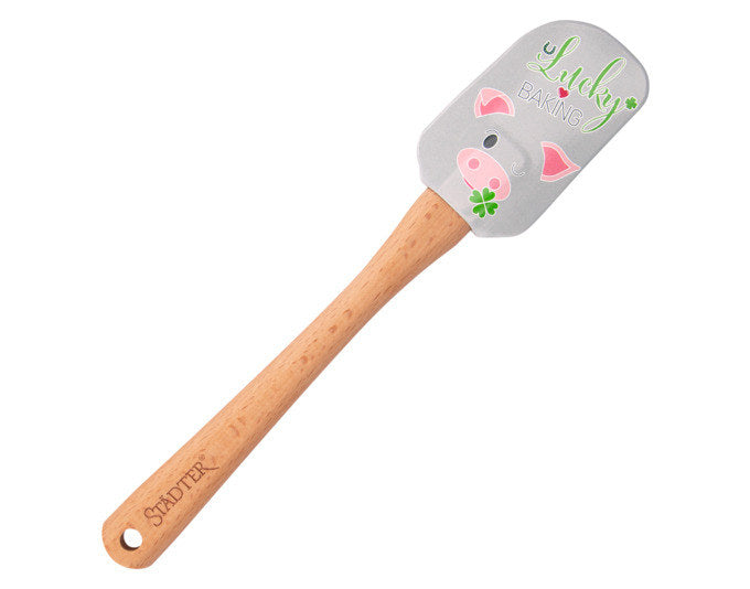 STÄDTER Teigschaber Lucky Baking 25 cm Holz / Silikon in Natur, Braun, Bunt präsentiert im Onlineshop von KAQTU Design AG. Teigschaber ist von STÄDTER