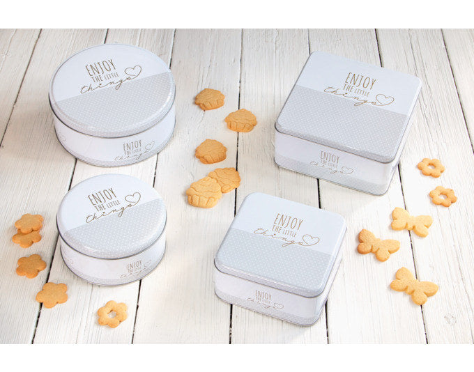 STÄDTER Gebäckdose Enjoy the little things 21x21x10 cm weiss eckig in Weiss präsentiert im Onlineshop von KAQTU Design AG. Aufbewahrungsdose ist von STÄDTER