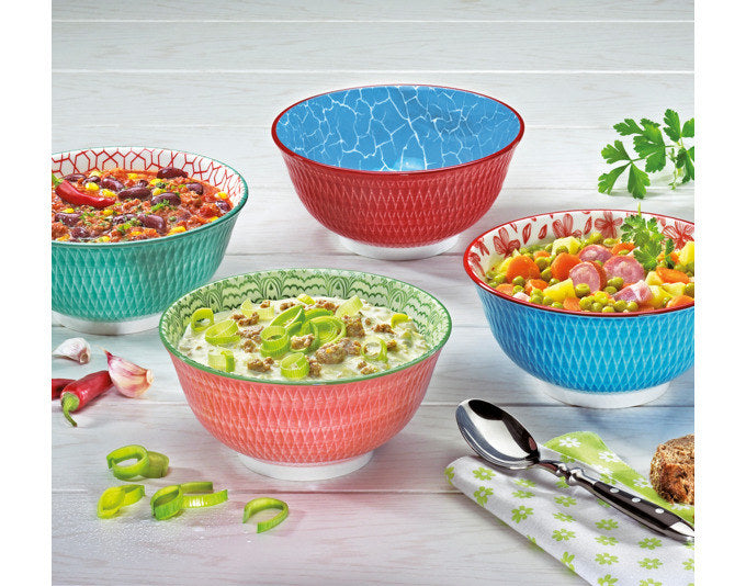 CILIO Bowl Amici Rauten blau Porzellan 850 ml ø 18x8 cm in Dekoriert präsentiert im Onlineshop von KAQTU Design AG. Schale ist von CILIO