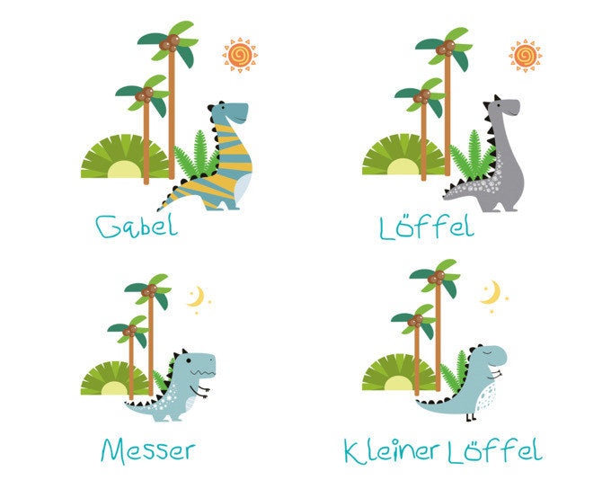 CILIO Kinderbesteck Dino 4-teilig in Bedruckt präsentiert im Onlineshop von KAQTU Design AG. Kinderbesteck ist von CILIO