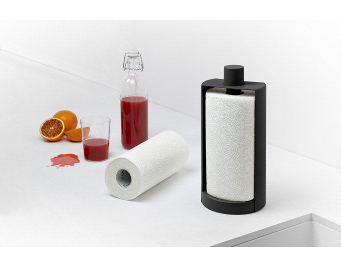 BLIM PLUS Rollenhalter Stop schwarz in Carbon black, Schwarz präsentiert im Onlineshop von KAQTU Design AG. Papierrollenhalter ist von BLIMPLUS