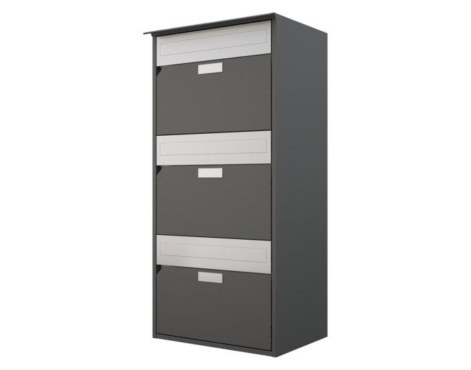 HUBER AG Briefkasten Alu 400 292x415x874 mm 3er über IGP 71385 dunkelgrau metallic