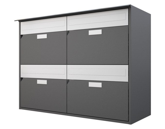<tc>HUBER</tc> AG Mailbox Alu 400 292x801x592 mm 4-compartment 2x2 IGP 71385 dark grey metallic