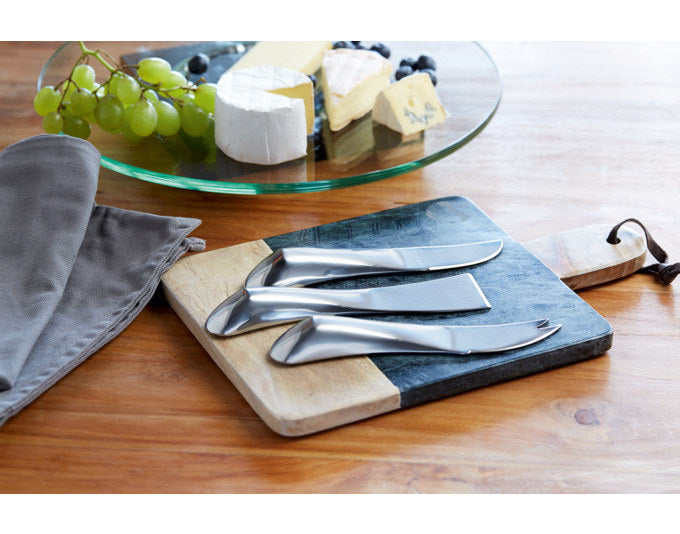 PHILIPPI Käsemesserset Wave 3tlg. in Edelstahl, Silber, Schwarz, Holzoptik, Braun präsentiert im Onlineshop von KAQTU Design AG. Käsemesser ist von PHILIPPI