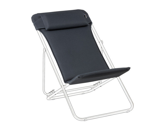 Ersatzbezugset für den Maxi Transat Clip von LAFUMA in elegantem Dunkelgrau, ideal für komfortable Entspannung im Freien.