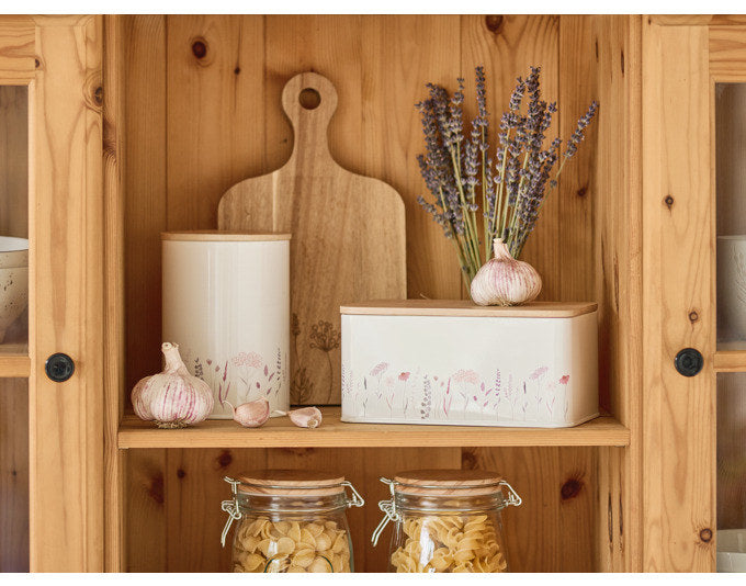 ZELLER Vorratsdose mit Bambusdeckel Flowers 1650 ml 20x12.5x9.5 cm in Weiss präsentiert im Onlineshop von KAQTU Design AG. Vorratsbehälter ist von ZELLER PRESENT