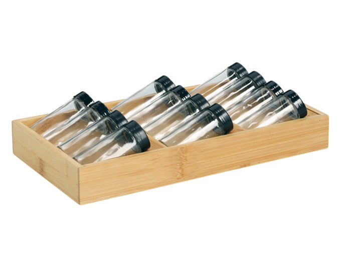 ZELLER Gewürzregal Set 13-teilig Bambus Glas 38x20x5 cm in präsentiert im Onlineshop von KAQTU Design AG. Wandregal ist von ZELLER PRESENT