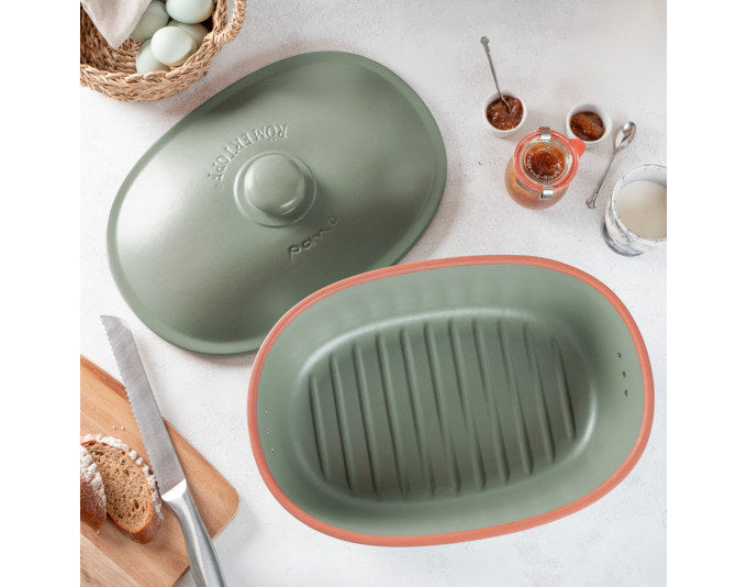 RÖMERTOPF Brottopf Maxi oval 6.5 l 40x28x20 cm grün in Grün präsentiert im Onlineshop von KAQTU Design AG. Brotkorb ist von RÖMERTOPF