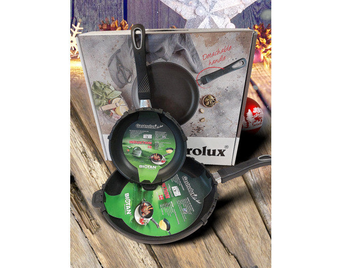 GASTROLUX Bratpfannen Set ø 20 cm und ø 28 cm mit abhnembarem Stiel in Schwarz präsentiert im Onlineshop von KAQTU Design AG. Bratpfannenset ist von GASTROLUX