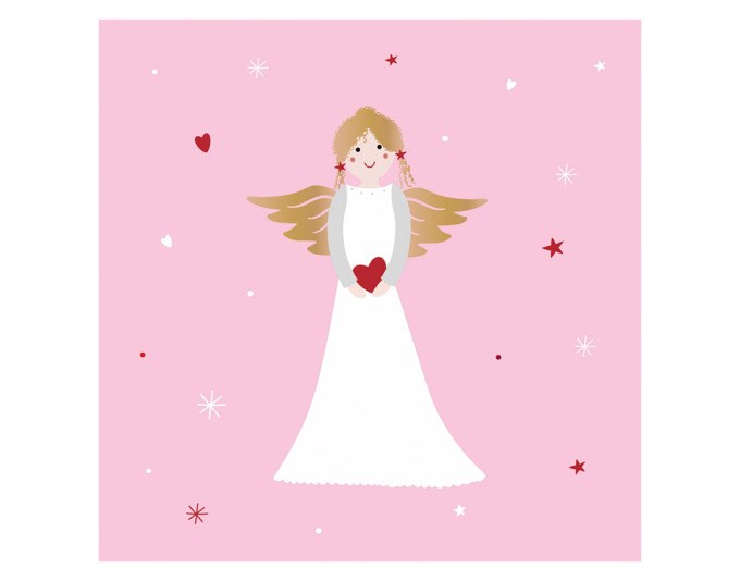 Foto von rosa dekorierten PPD Papierservietten Ela with Love im Format 33x33 cm, dreilagig, gefaltet in quadratischer Form.