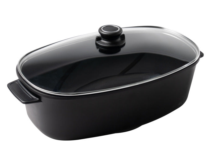 GASTROLUX Bräter EVO mit Glasdeckel Induktion 46x26x13.5 cm in präsentiert im Onlineshop von KAQTU Design AG. Topf ist von GASTROLUX