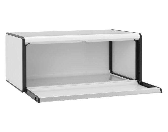 Eleganter BRABANTIA Brotkasten in Weiß, Maße 46.5x25x18.7 cm, ideal zur Aufbewahrung von Brot und Backwaren, stilvolles Design für jede Küche.