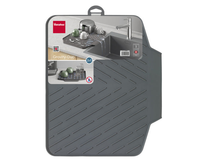 METALTEX Abtropfmatte Gravity-Duo 2in1 40x33x3 cm Kunststoff TPE in präsentiert im Onlineshop von KAQTU Design AG. Abwasch ist von METALTEX