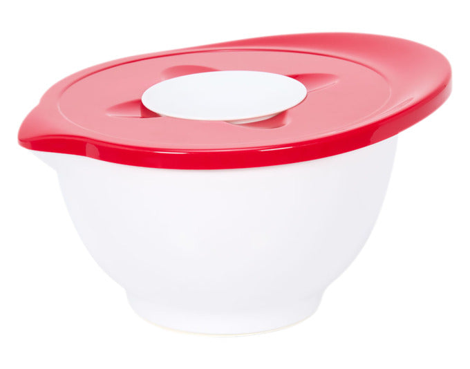 PATISSE Rührschüssel Melamin mit Spritzschutzdeckel 3 l weiss/rot in präsentiert im Onlineshop von KAQTU Design AG. Schüssel ist von PATISSE