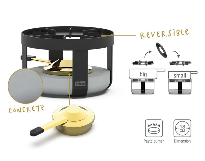STÖCKLI Rechaud Pilatus Stone Beton ø 18 cm in präsentiert im Onlineshop von KAQTU Design AG. Fondue/Raclette ist von STÖCKLI