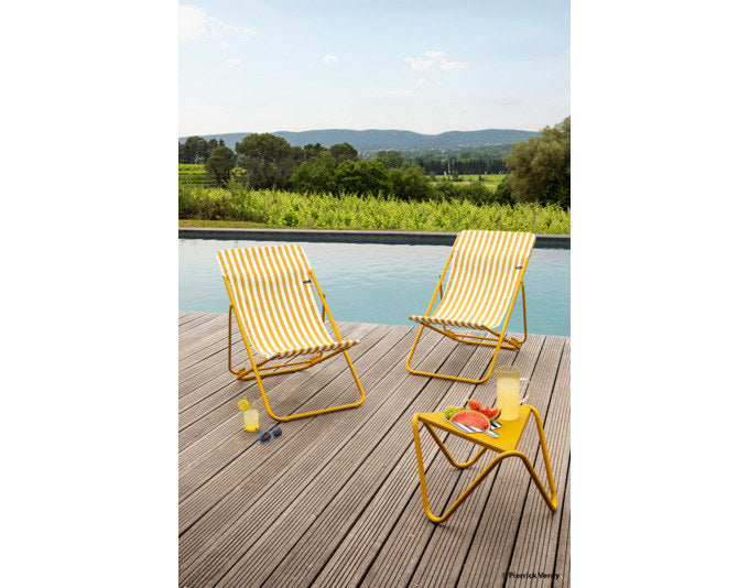 LAFUMA Sessel Maxi Transat Rayure miel in Gelb, Weiss präsentiert im Onlineshop von KAQTU Design AG. Liegestuhl ist von LAFUMA
