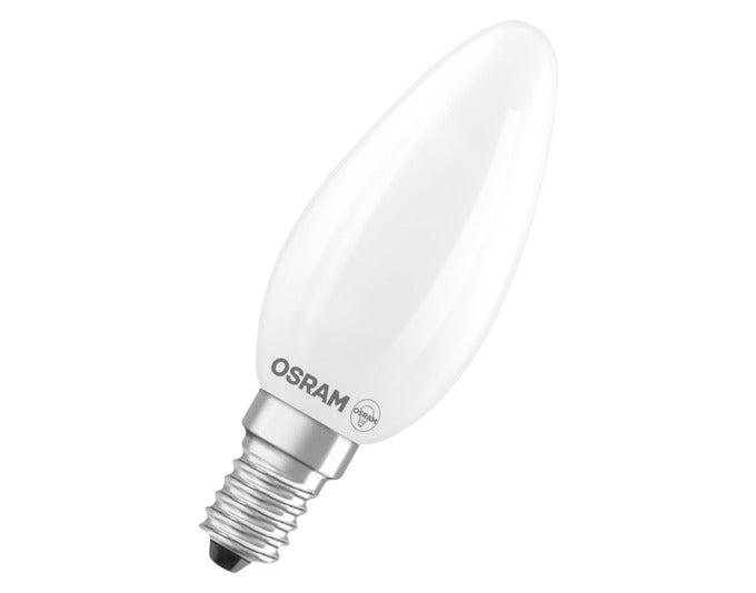 OSRAM LED-Lampe Retrofit Classic B E14 3.4W 470lm frosted Warm White in präsentiert im Onlineshop von KAQTU Design AG. Leuchtmittel ist von OSRAM