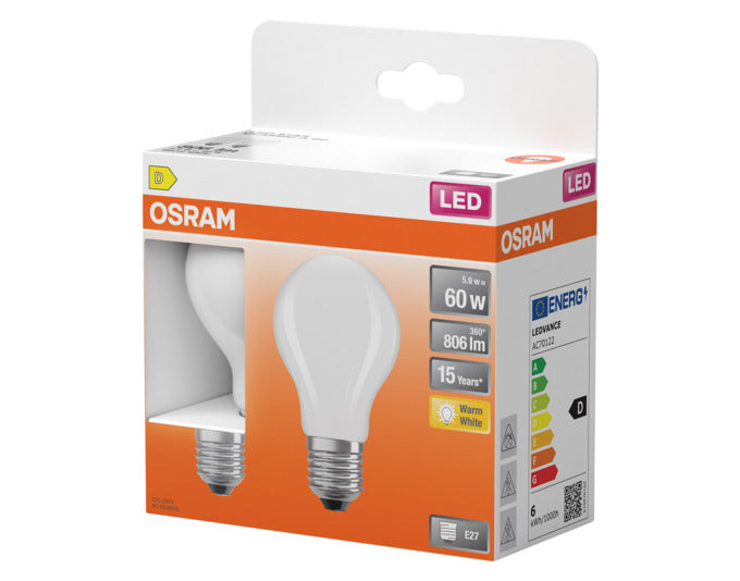 OSRAM LED-Lampe Star Classic A E27 5.9W 806lm frosted Warm White in präsentiert im Onlineshop von KAQTU Design AG. Leuchtmittel ist von OSRAM