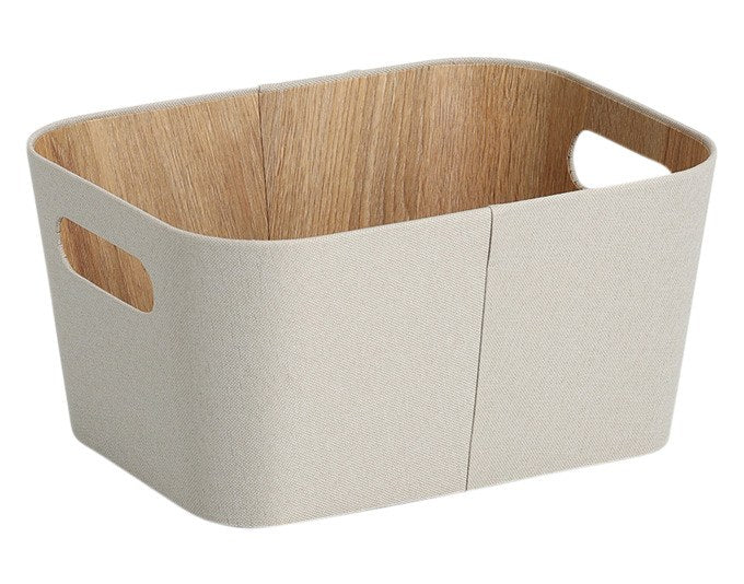 ZELLER PRESENT Aufbewahrungskorb aus Polyester in Beige-Braun, rechteckige Form mit flexibler, verformbarer Struktur und abwischbarer Oberfläche.