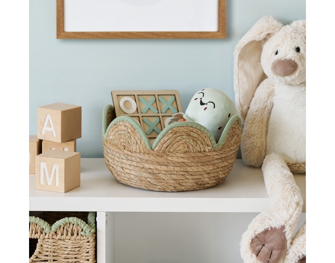 Aufbewahrungskorb von ZELLER PRESENT aus Polyester und Bambus geflochten, in den Farben Natur und Braun, Grösse 24x24x13 cm.
