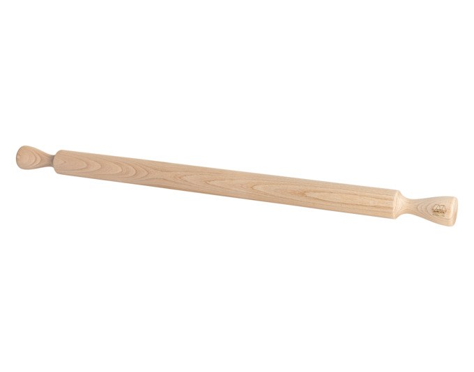 Brauner Teigroller aus Buchenholz, 70 cm lang, zylindrische Form mit glatter Oberfläche für gleichmässiges Ausrollen von Teig.