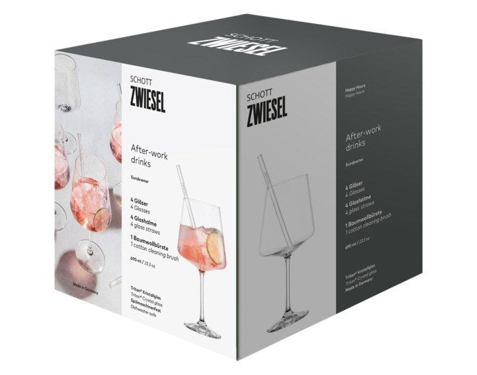 Neun transparente Weingläser aus Tritan-Kristallglas mit schlankem Kelch und rundem Fuss, angeordnet als Set von SCHOTT ZWIESEL.