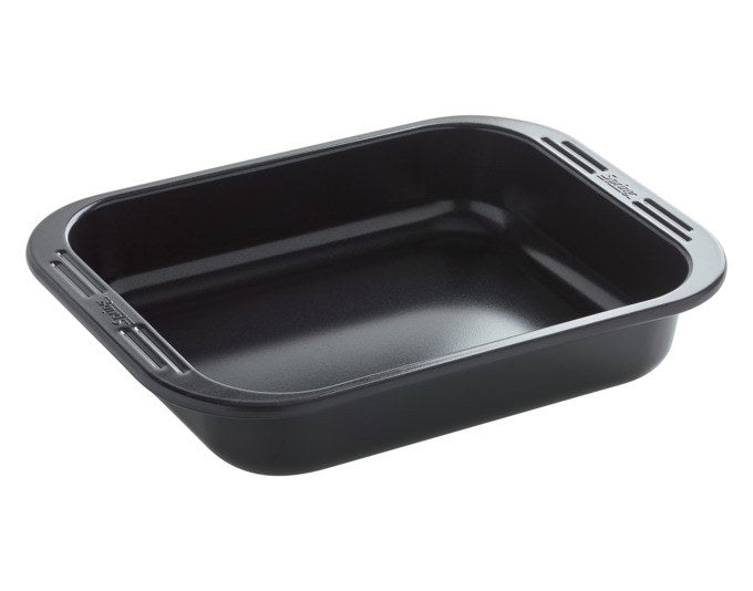 SPRING Bräter-Set Culinar Pure in Schwarz: drei rechteckige Bräter aus aluminisiertem Stahl mit Antihaftbeschichtung und integrierten Griffen.