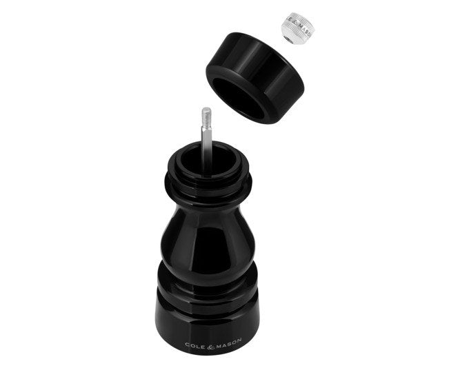 Produktfoto des COLE & MASON Pfeffer-/Salzmühlen Sets London in Schwarz, Acryl, mit einstellbarem Mahlwerk und Keramikmechanismus.